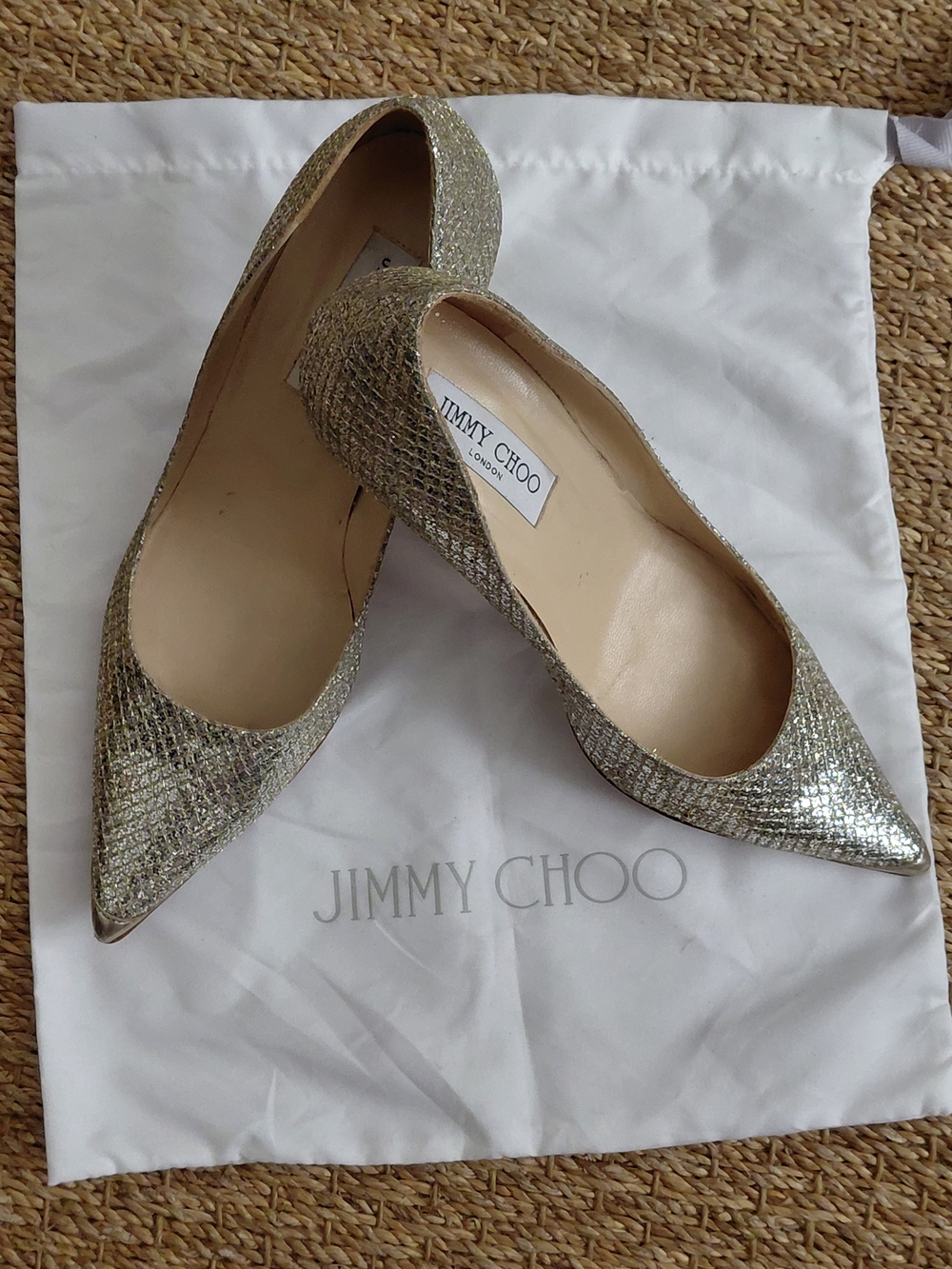 Jimmy Choo Women's Gold Pointed-Toe Flats